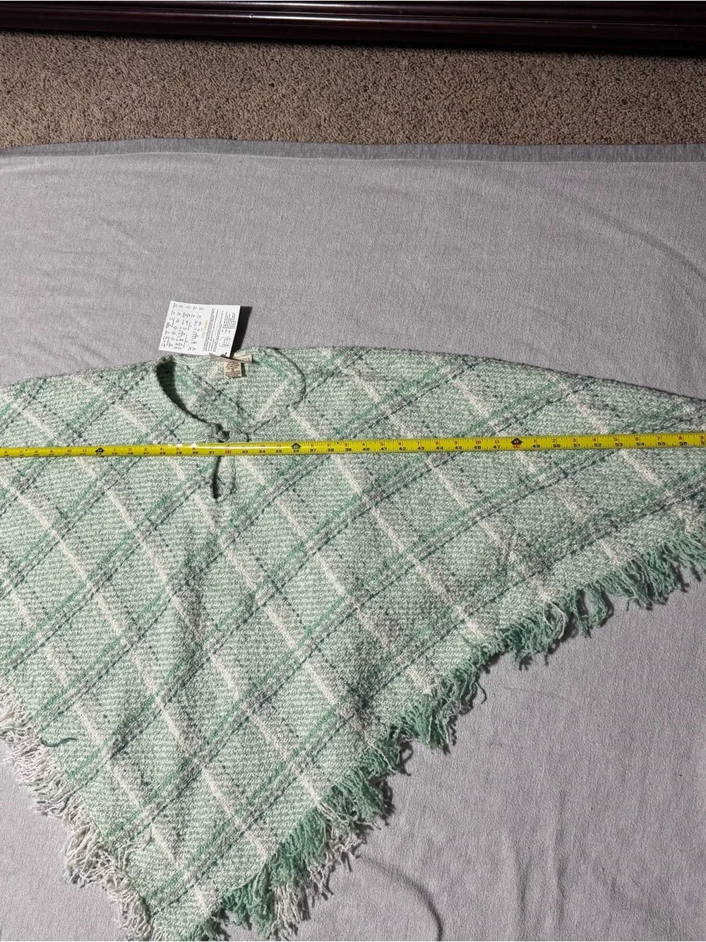 Soft Plaid Fringe Wrap Scarf - Mint Green